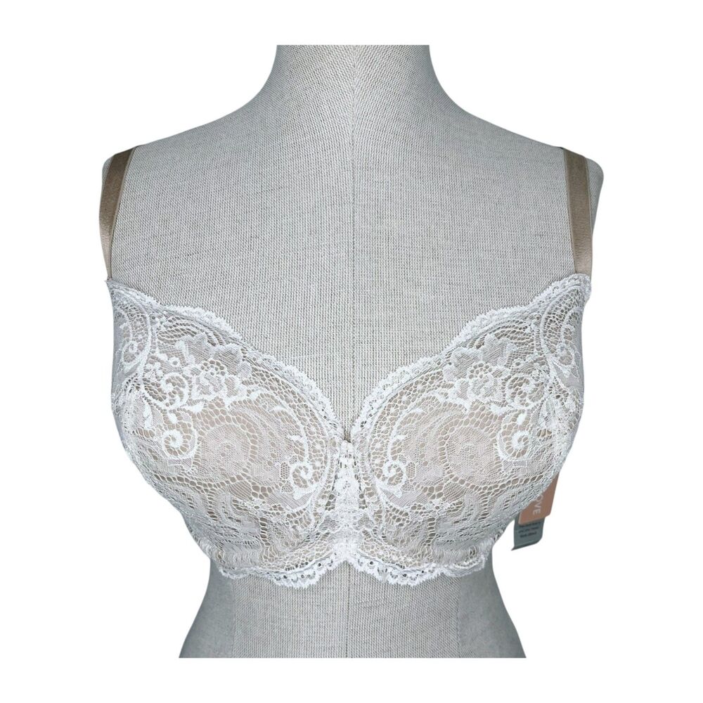 NWT ThirdLove Bra sz 32F * 24/7 Lace Balconette Underwire Memory Foam Cups White